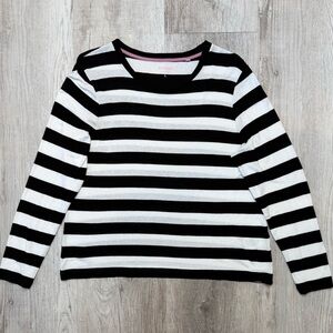 Boden Classic Breton Black and White Striped Long Sleeve Top Boat Neck Size L